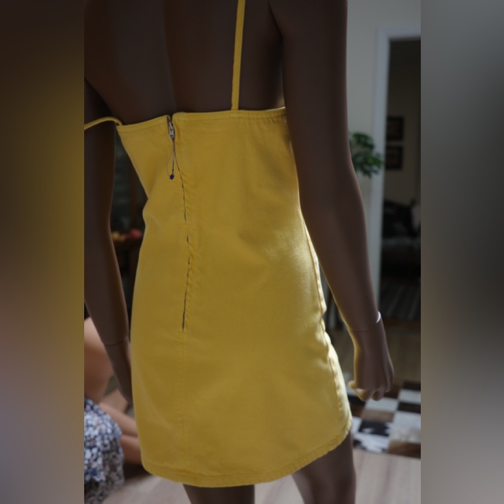 Urban Outfitters Yellow Mini Denim dress S - Picture 1 of 7